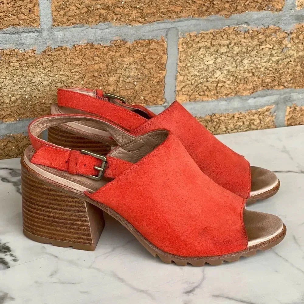 Sorel Nadia Suede Heeled Slingback with Ankle Strap 8.5